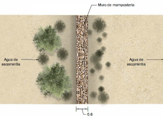 Diagrama d'un mur en una zona de renaturalització 