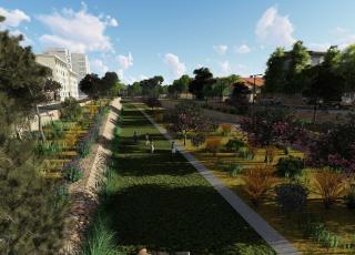Representación virtual de la fase 1 del canal de escorrentía de la avenida Muñoz Zambudio.