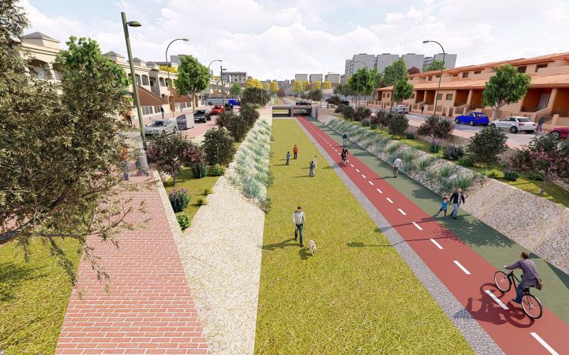 Representación virtual de la recuperación del cauce del río en la avenida Muñoz Zambudio.