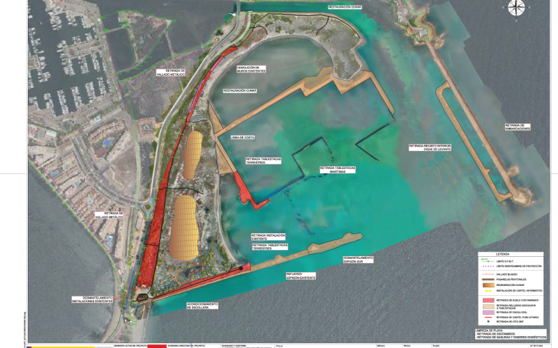 Mapa esquemático de las actuaciones para la retirada de instalaciones en Puerto Mayor
