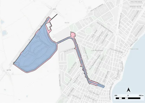 Mapa de localización del parque inundable en Los Alcázares.
