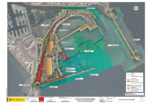 Mapa esquemático de las actuaciones para la retirada de instalaciones en Puerto Mayor